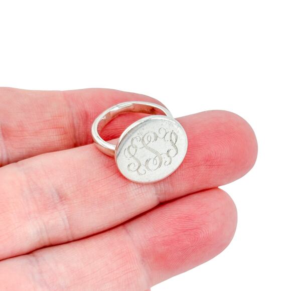 Sterling Silver Monogram Signet Ring | Size 6 | Vintage | Personalized Engraved - Picture 1 of 9